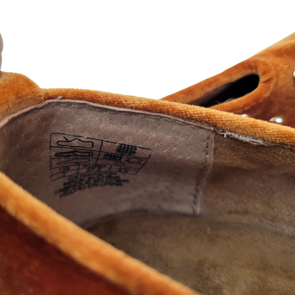 Kelsi Dagger Women's Velvet Loafers Finley Studded Square Toe Flats In Burnt Ora - Picture 4 of 9